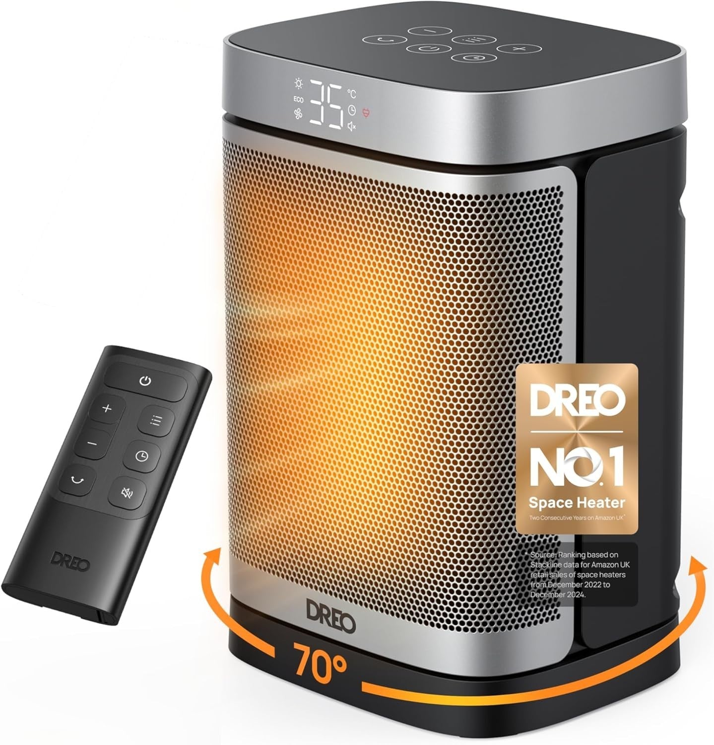 Dreo 1500W Electric Space Heater Ceramic 70° Oscillation Remote ECO Timer New