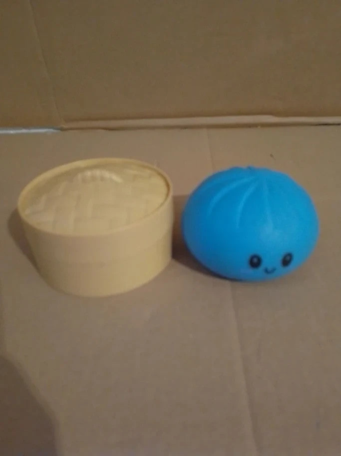 Dumpling Squishys Blue Giant Stress Toy Cute Steamer Bun Design Anxiety Relief