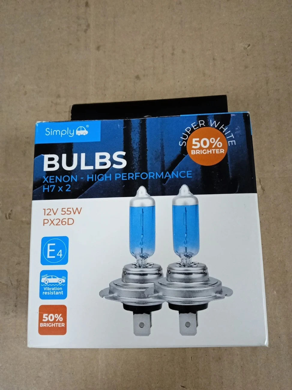 Simply SWH7 High Performance H7 Car Bulb Duo 2 Pack 12V 55W PX26D Base New