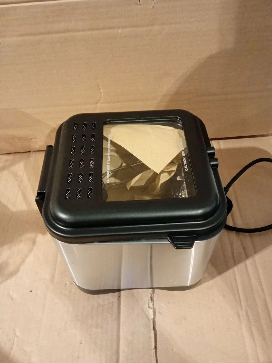Quest 34250 1.5L Deep Fat Fryer Compact Stainless Steel 900W Secure Lid Cover