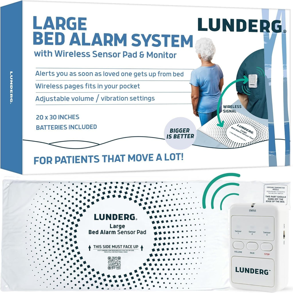 Lunderg Large Bed Alarm Elderly Adults Wireless Sensor Pad 20x30in New