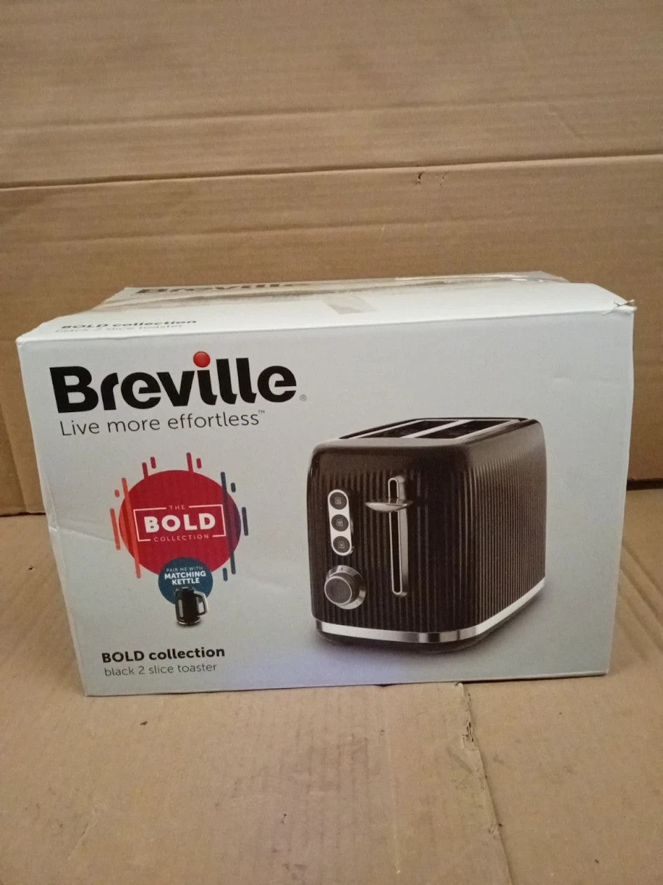 Breville Bold 2 Slice Toaster High Lift & Wide Slots Black  Silver Chrome VTR001
