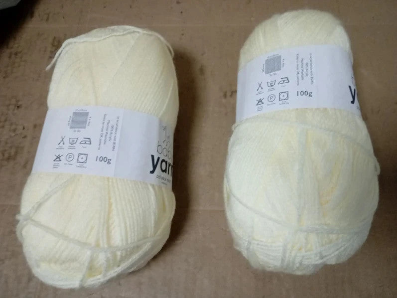 Korbond Baby Yarn Cream 2x100g Acrylic Wool Lightweight Hypoallergenic New