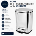 Home 5L Rectangular Bathroom Pedal Bin Stainless steel 30x21.5x18.5cm Chrome