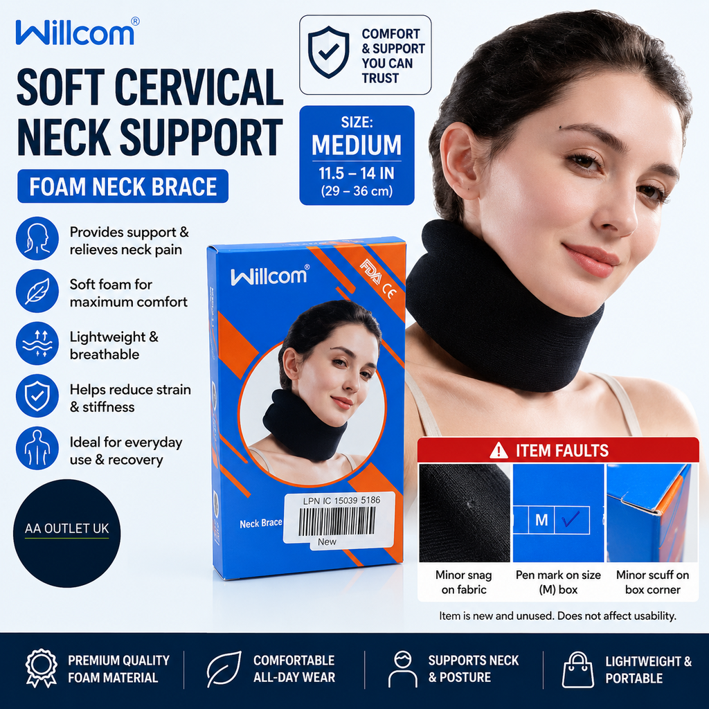 Willcom Soft Cervical Neck Support Collar Foam Brace Black Medium 11.5-14 New