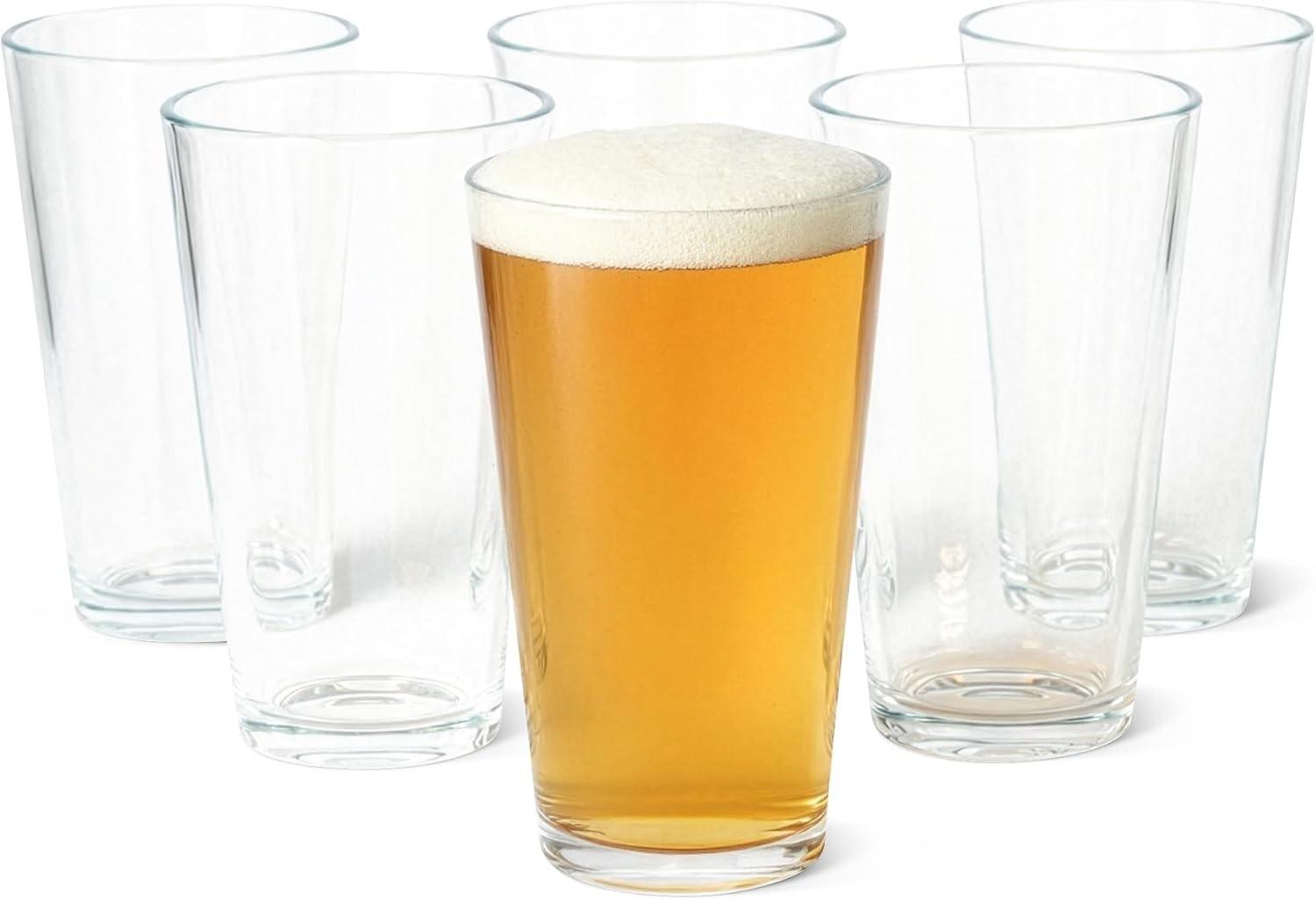 Amazon Basics Pint Glasses 6 Piece Set 473ml Durable Dishwasher Safe New