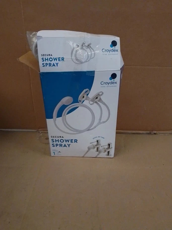 Croydex Secura Shower Head Easy Install Push On 1750mm Hose Length Wall Mounted
