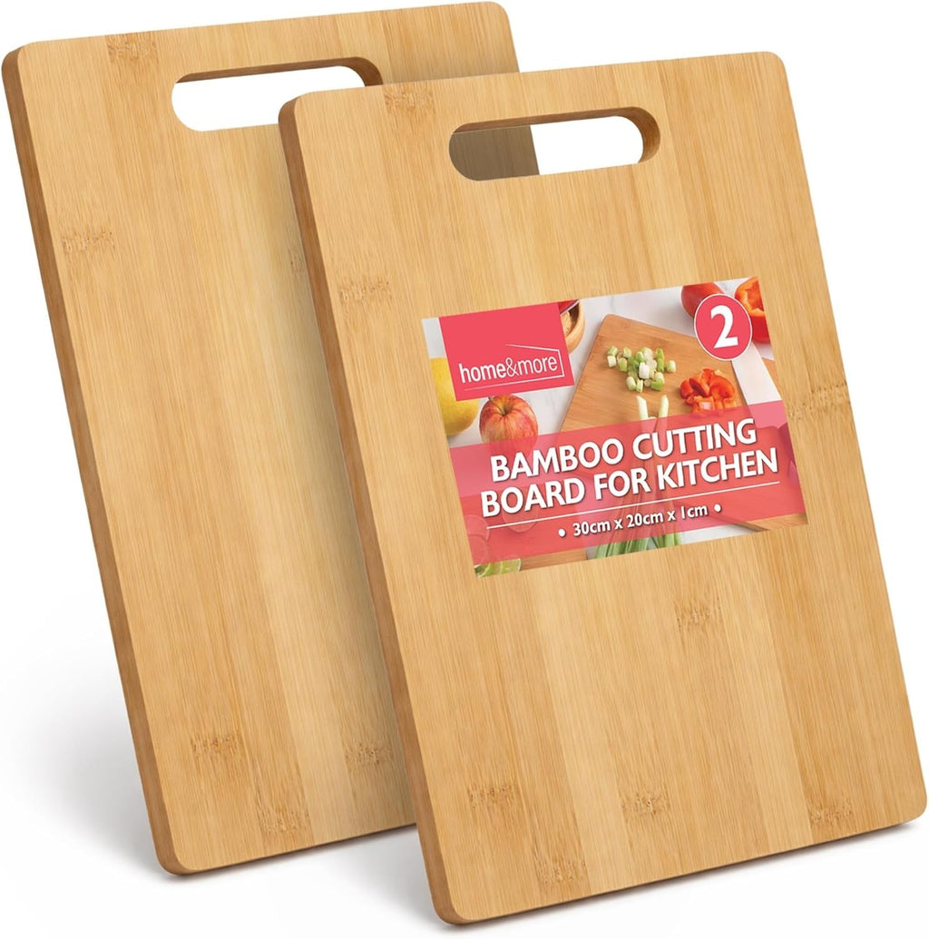 Sol 2pk Wooden Chopping Boards Set 30x20x1cm Reversible Bamboo Cutting Board New