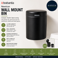 Brabantia Wall Mounted Bin NewIcon 3L Metal Matt Black 23x17x26cm