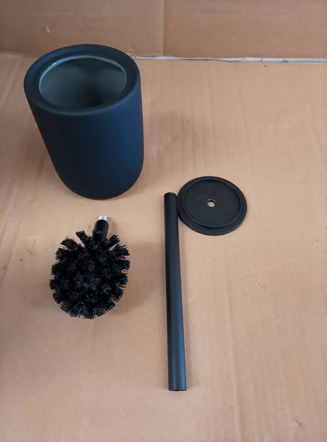 Habitat Black Soft Touch Toilet Brush Bathroom WC Cleaning Holder Set Design