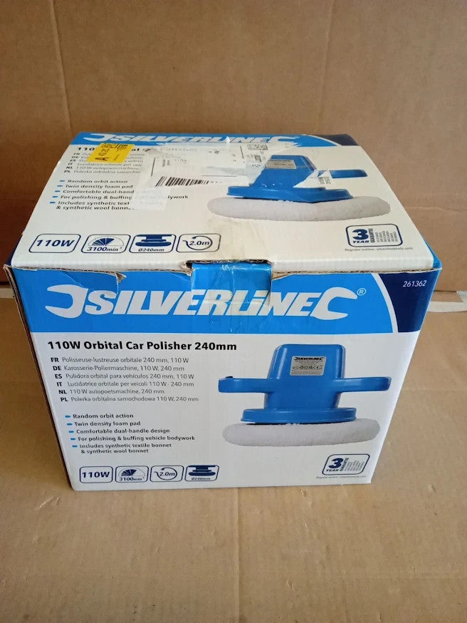 Silverline 110W Orbital Car Polisher Machine Buffing Pads Bonnets Detailing