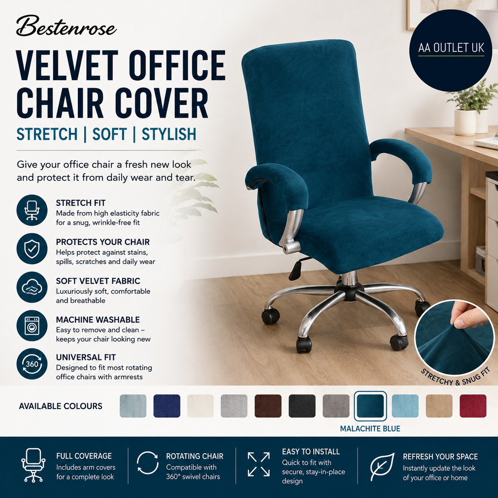 Bestenrose Velvet Stretch Computer Desk Armchair Cover Replacement Large