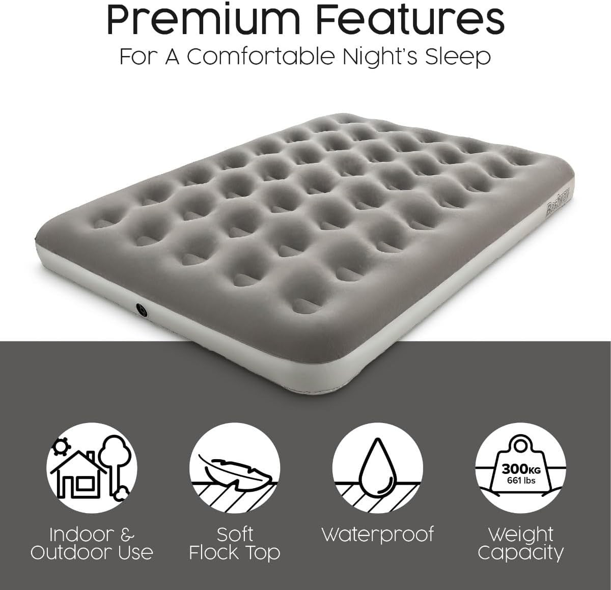 Bestway Premium Camping Double Airbed Electric Pump Inflatable 191x137x22cm New