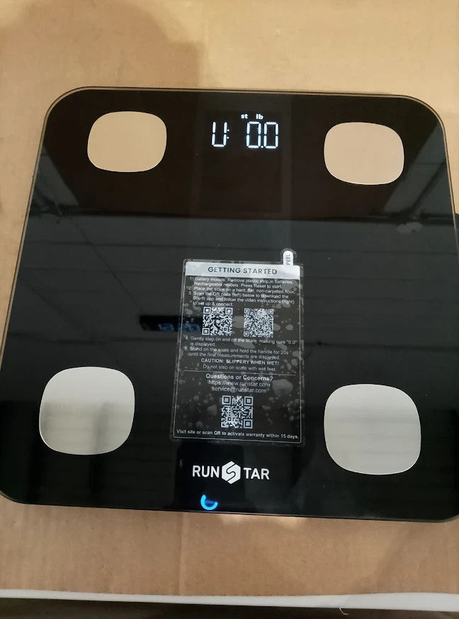 RunStar Digital Body Weight Fat Scale BMI Heart Rate 400lb Black Bathroom New