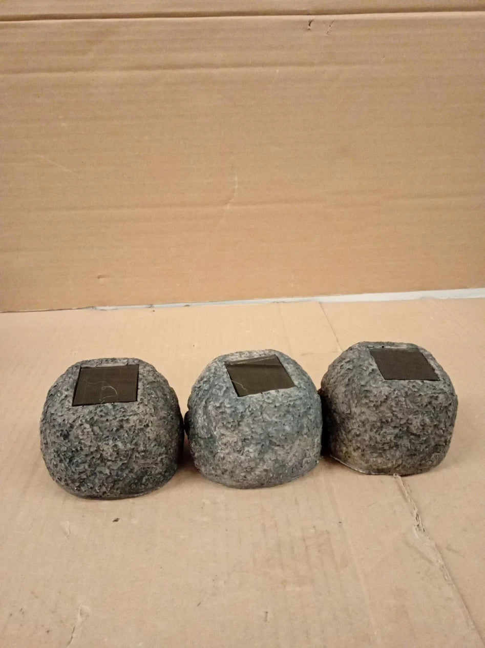 Status Uluru Outdoor Garden Solar Light 3 Pack LED Rock Design Rechargeable