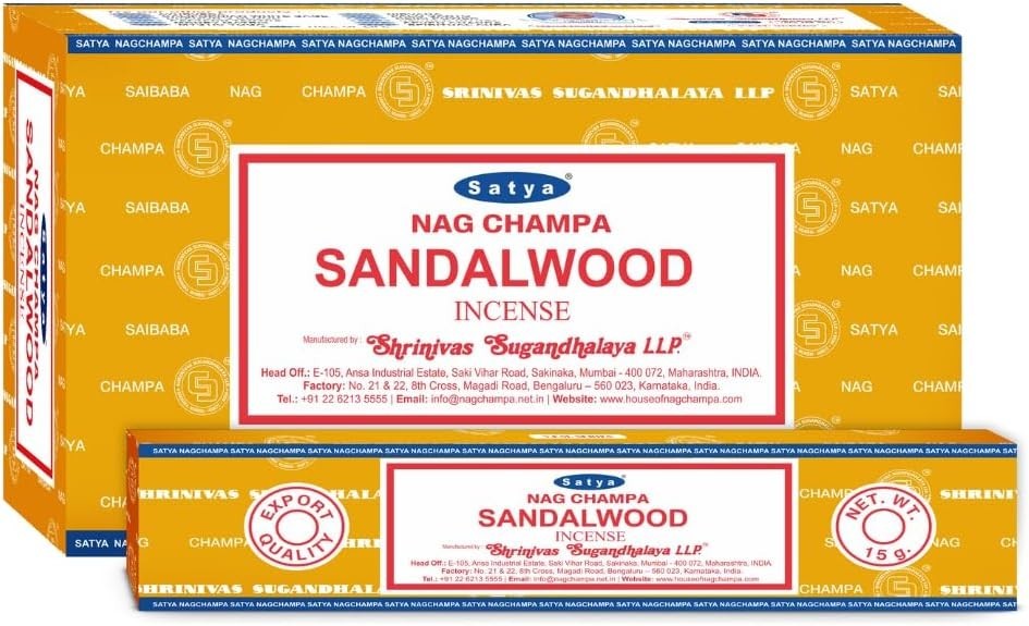 Satya Sandalwood Incense Sticks 12 Box Value Pack Hand-Rolled In India New
