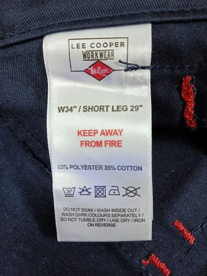Lee Cooper Workwear Cargo Trousers Navy 34W 29L Knee Pad Pockets Durable Design