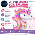 Unicorn Birthday Decoration Party Giant XXL Pink Foil Unicorns Balloons