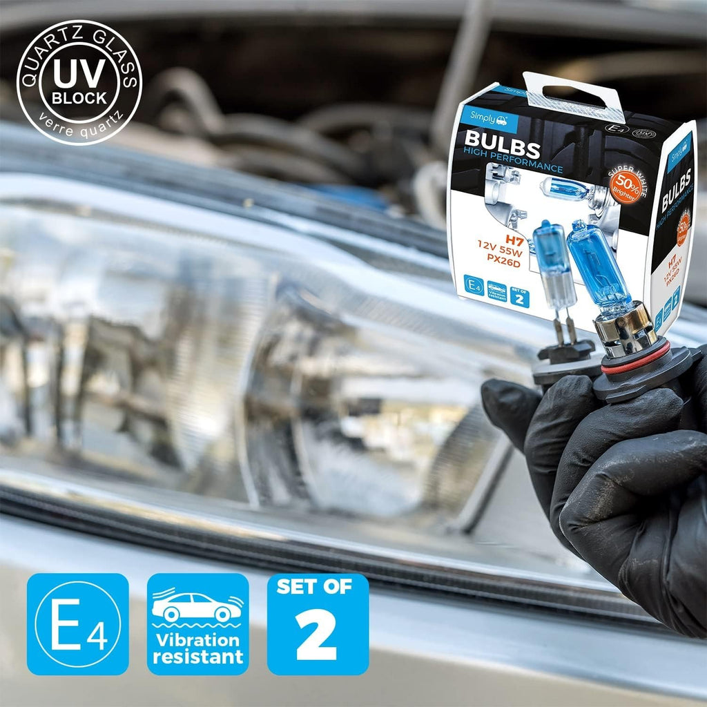 Simply SWH7 High Performance H7 Car Bulb Duo 2 Pack 12V 55W PX26D Base New