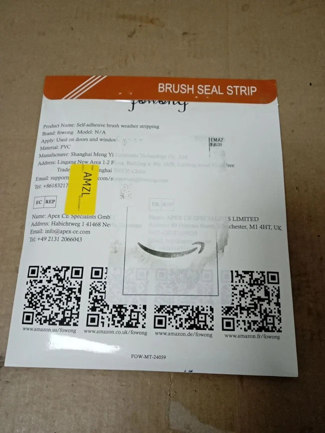 Fowong Draught Excluder Doors Windows Brush Seal Weatherstrip 4.9mx9mmx9mm New
