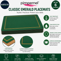 Pimpernel 6 Pieces Classic Emerald Placemats Cork Backed Table Mats 30.5x23cm