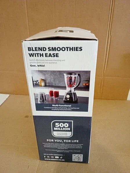 Geepas 2in1 Jug Smoothie Blender 1.5L Ice Crusher Stainless Steel 17x17x40cm