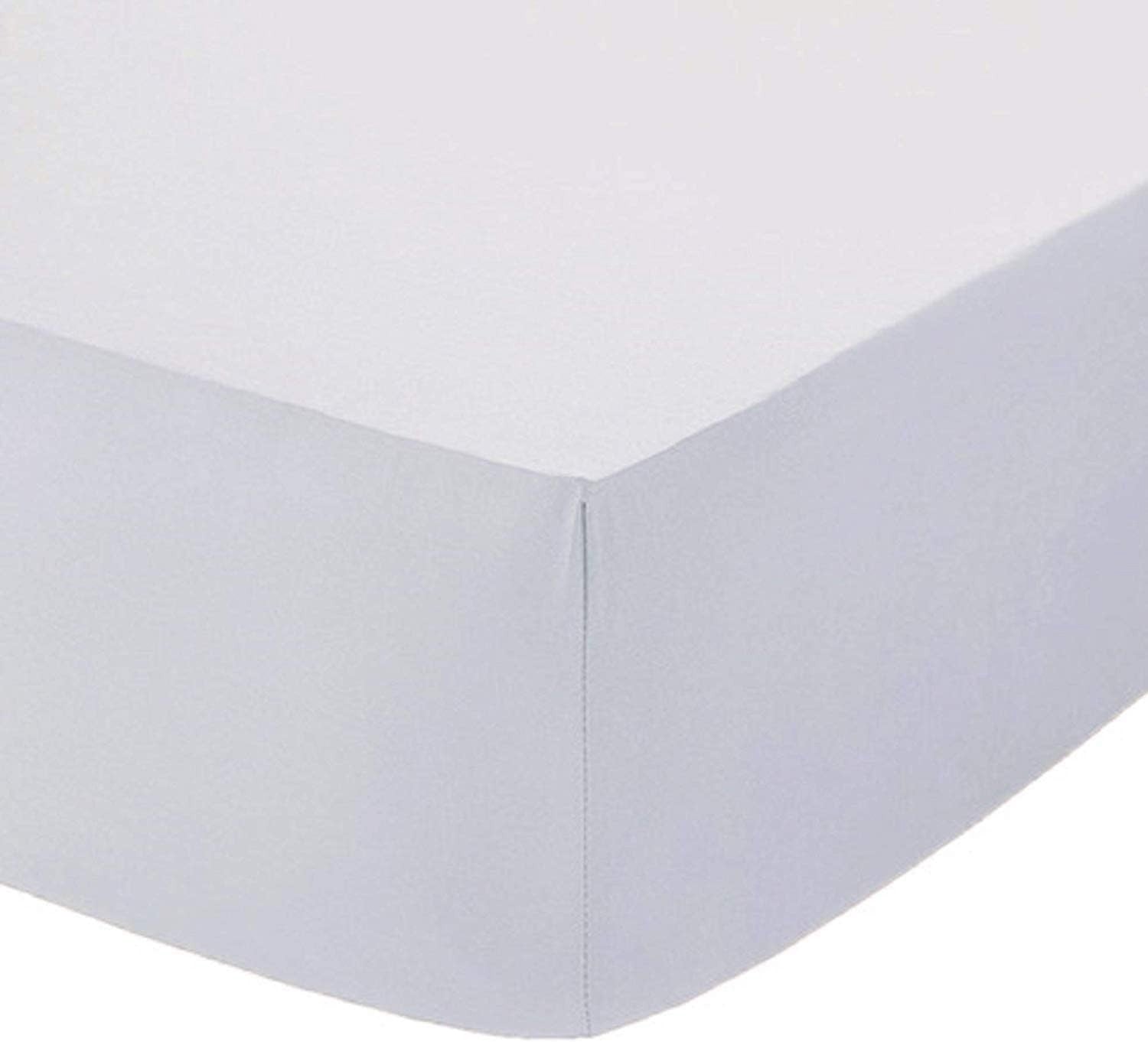Plain Polycotton Percale Fitted Bed Sheets Shrinkage Super King 183x198cm New