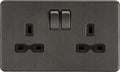 Knightsbridge Screwless 13A 2G DP Switched Socket Smoked Bronze Alloy Steel New