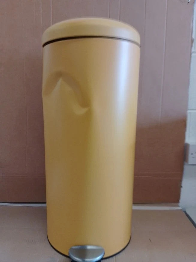 Habitat 30 Litre Domed Pedal Bin Mustard Kitchen Waste Quality Design Durable