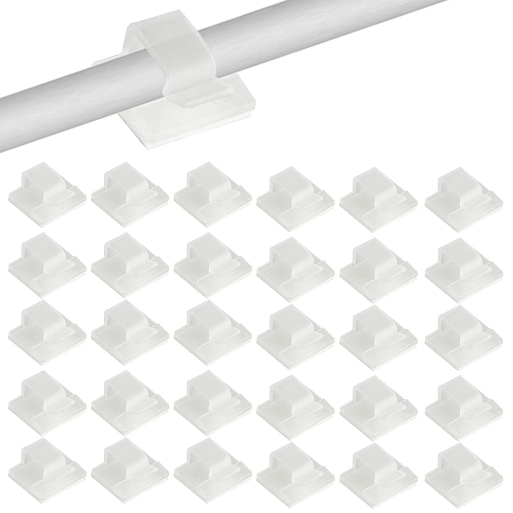 100pcs Self Adhesive Flat Cable Clips Clear White 1.45x1.58x0.1cm New