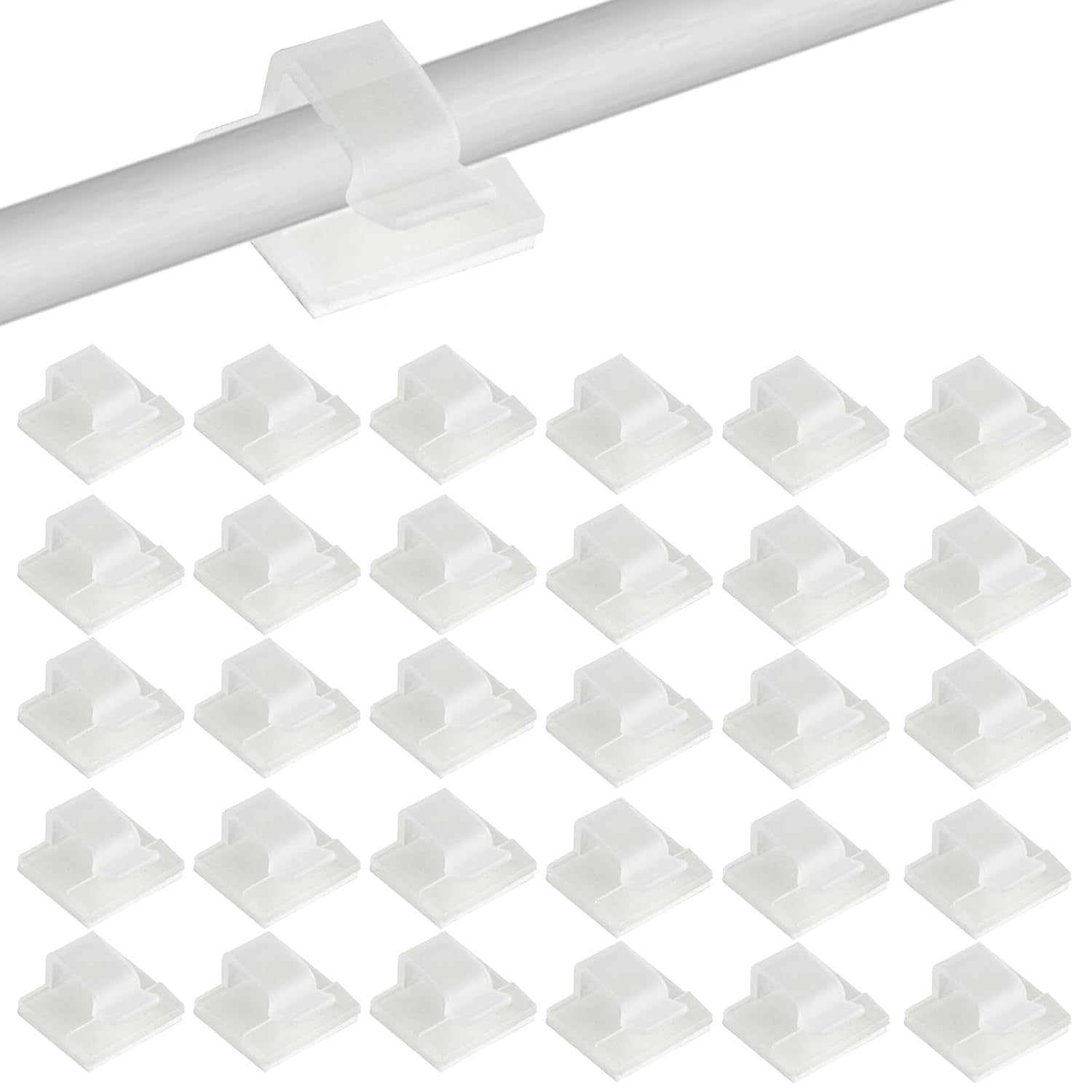 100pcs Self Adhesive Flat Cable Clips Clear White 1.45x1.58x0.1cm New