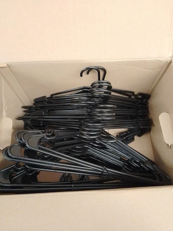 Amazon Basics Plastic Clothes Hangers Adult Size Black New
