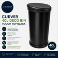 Curver 40Litre Deco Bin Touch Top Kitchen Made From Resin Black 67x34x29cm