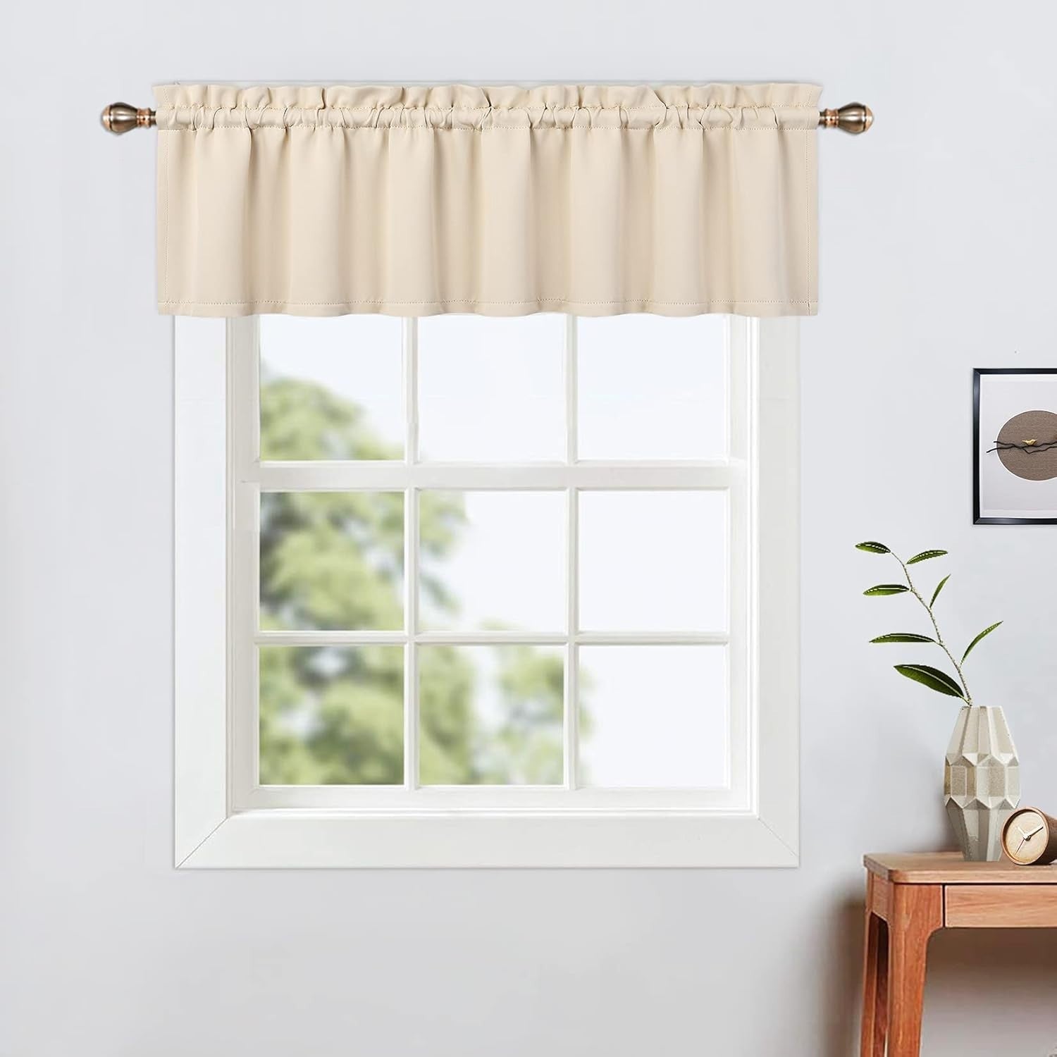 LinTimes Blackout Kitchen Curtains 52x15in Long Beige Rod Pocket Short New