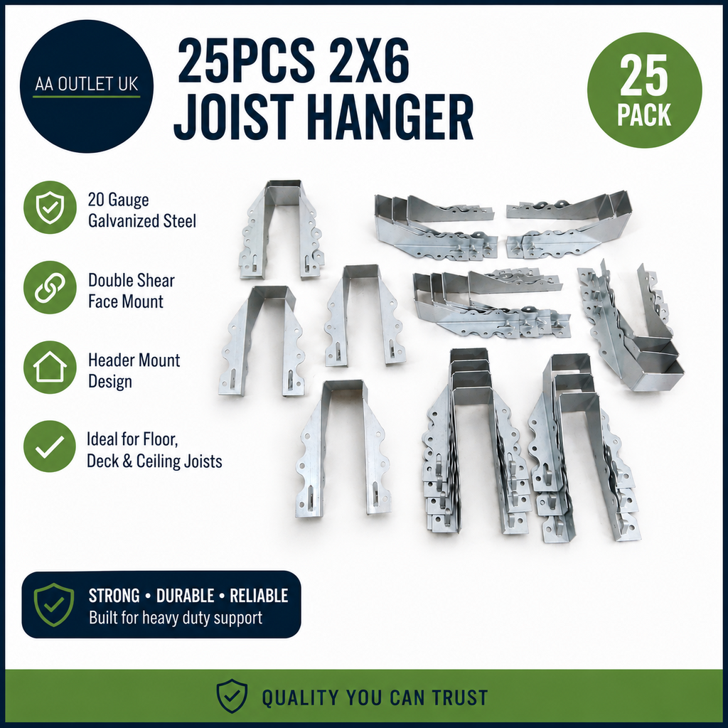 Chenteel 25pcs 2x6 Joist Hanger 20 Gauge Galvanized Steel Double Shear Silver