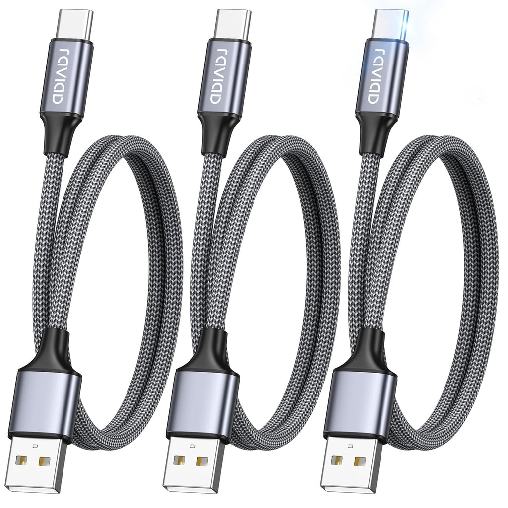 Raviad USB C Charger Cable 3pc 1m Type C Charger Cable Fast Charging Nylon New