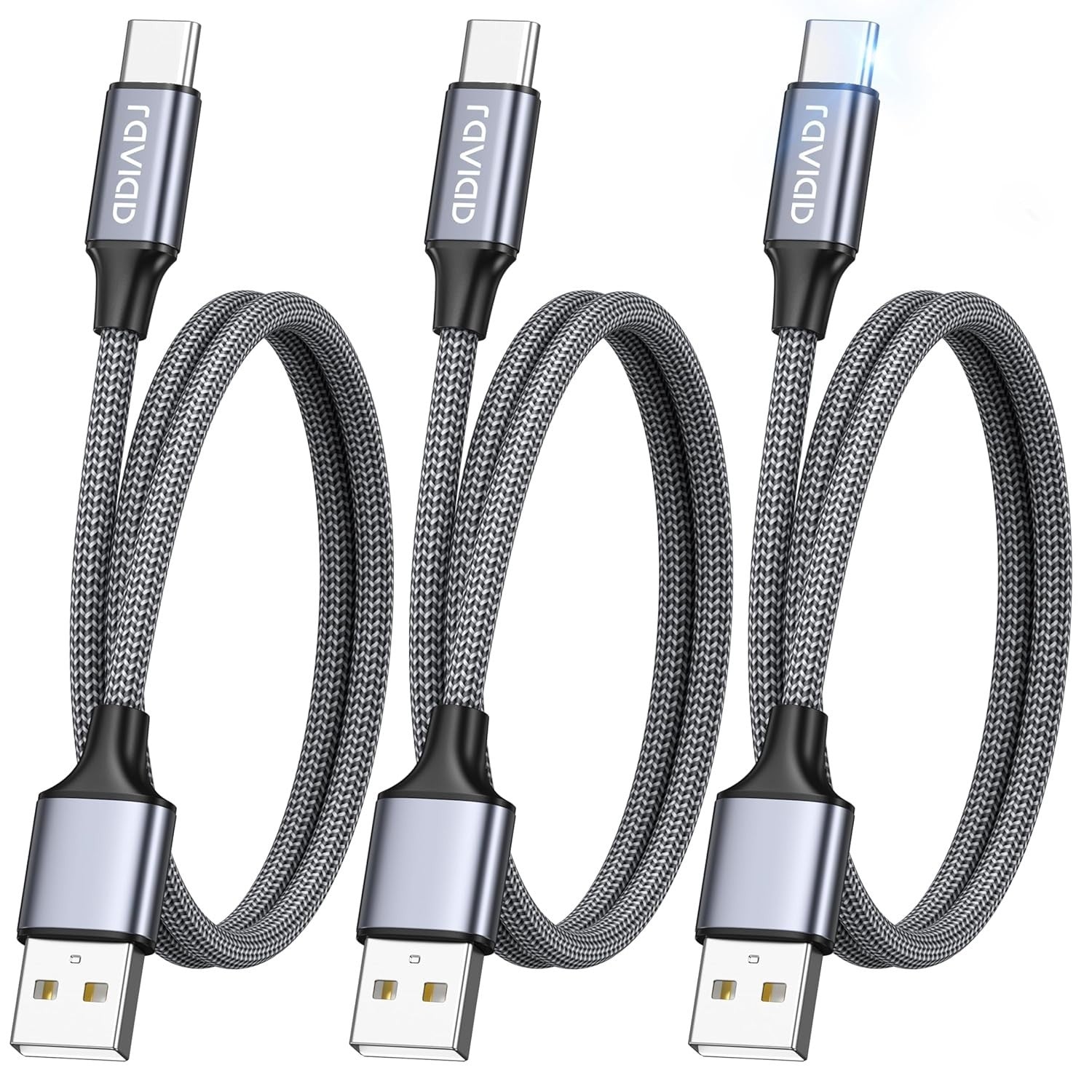 Raviad USB C Charger Cable 3pc 1m Type C Charger Cable Fast Charging Nylon New