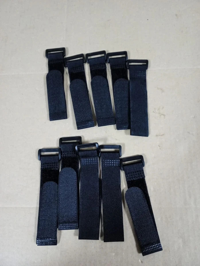 Hook Loop Cable Straps Black Reusable Adjustable Fastening Durable 10 Pieces New