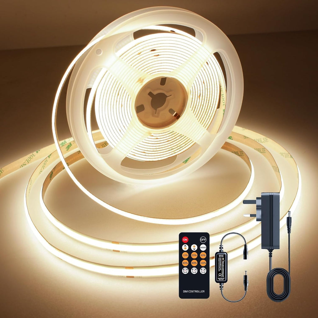 TTWAY COB LED Strip Lights 3000K Dimmable LED Super Bright 24V 5M Warm White New