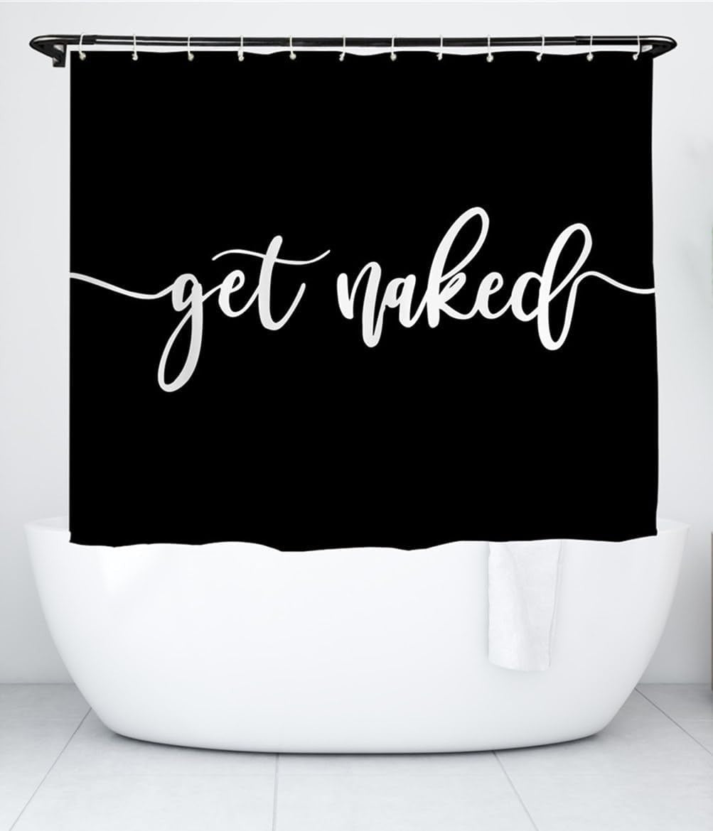 Goodbath Short Shower Black Get Naked Waterproof Bathroom Curtain New