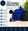 Zenmos 100ft Expandable Garden Hose Pipe 8 Function Spray Nozzle Flexible Blue