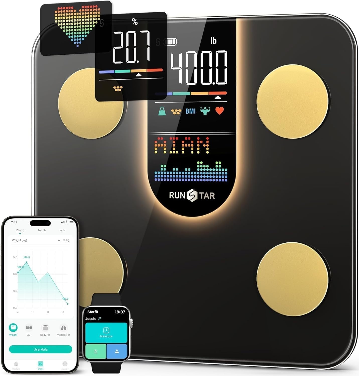 Runstar Scales Body Weight Bathroom Scale 8 In 1 Va Display High Precision New