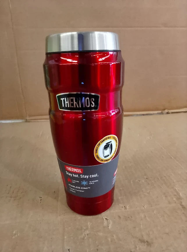 Thermos Stainless King Travel Tumbler Multi Purpose Flask 470ml Hot Cold Red