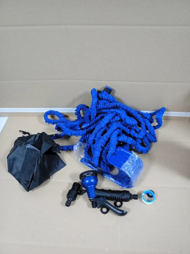 Zenmos 100ft Expandable Garden Hose Pipe 8 Function Spray Nozzle Flexible Blue