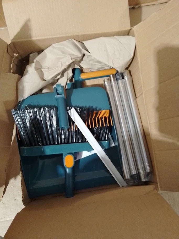 Mtciknxa Long Handle Dustpan And Brush Set Windproof Vertical Extension Pole New