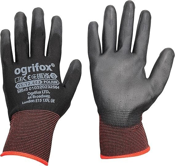 Ogrifox OX Poliur Bb8 Protective Gloves Ox.12.442 Poliur BlackBlack 8 Size New