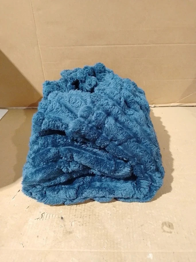 Bedelite Fluffy Fleece Throw Blanket Blue 152x203cm Soft Warm For Sofa New