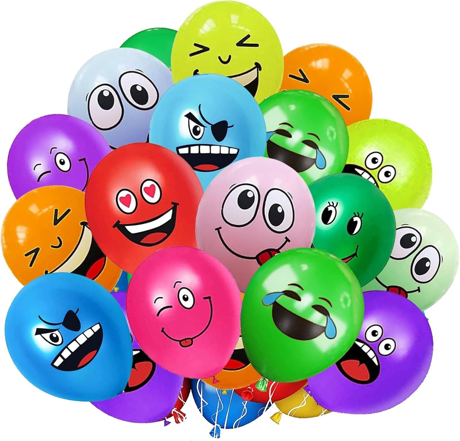 Youyike 200pcs Emotion Series Latex 12in Smiley Face Colourful Ballons New