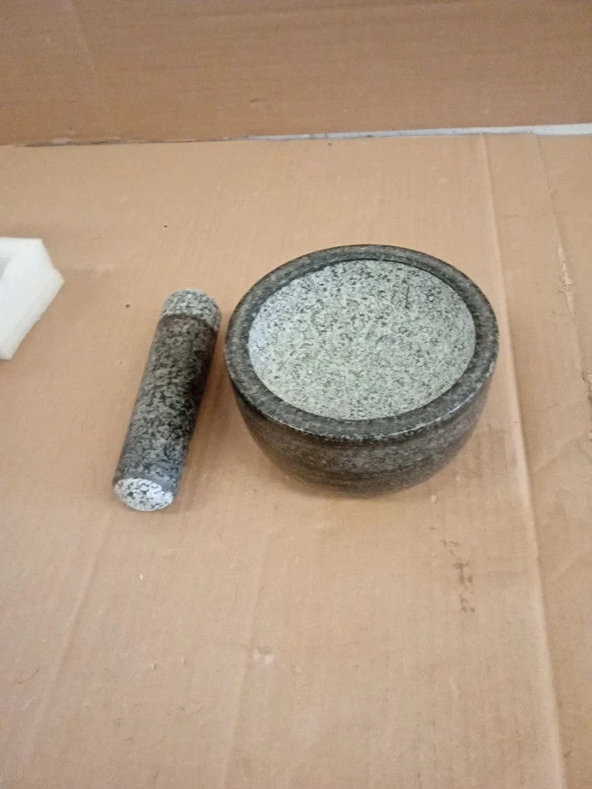 Zuvo Pestle Mortar Set Natural Stone Spice Herb Grinder Crushes Black New
