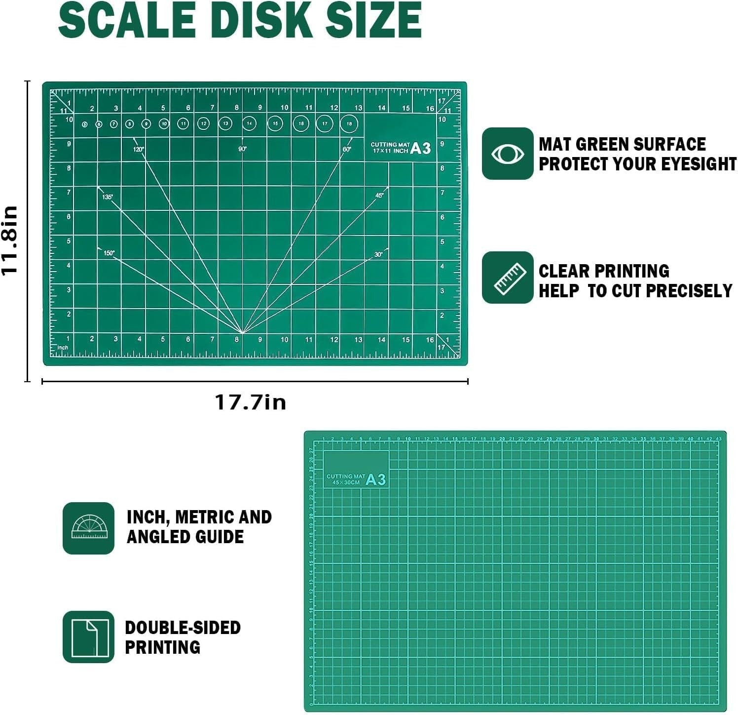 A3 Cutting Mat Kit Carving Crafts Board Sewing Self Healing Green